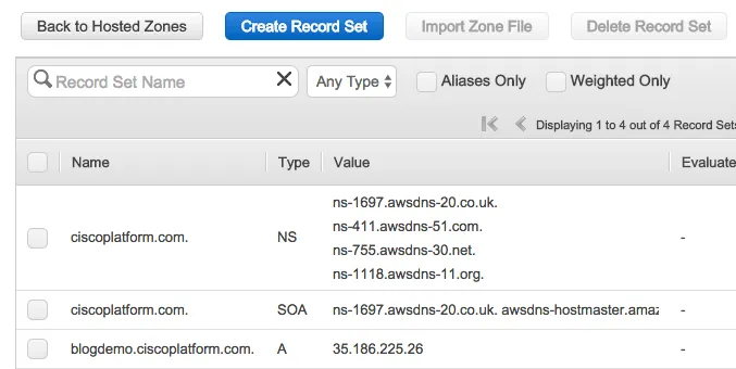 Route53 showing Updated DNS Records